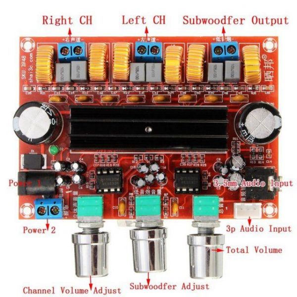 Модуль підсилювача TPA3116D2 50Wx2+100W 2.1