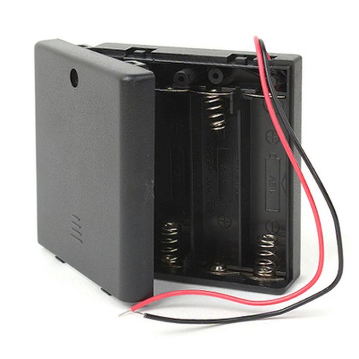 KLS5-812-B, тримач для 4 батарей АА провід 15см. (кришка)