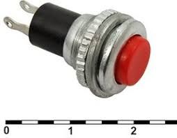 DS-316 0.5A, 250V (ON)-OF зелена, червона кнопка без фіксації