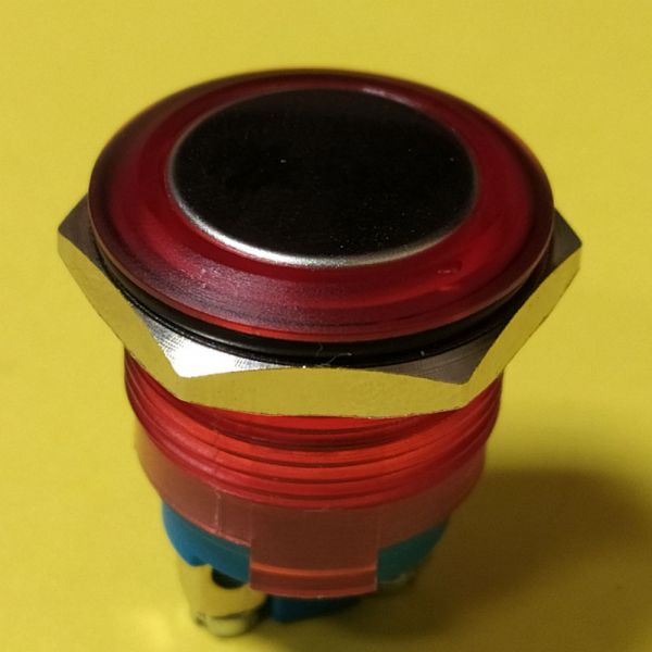 КНОПКА ВОЛОГОЗАХИСНА JT19A-R10J, 3А IP67 IK08, OFF-(ON), 2PIN, ЧЕРВОНА