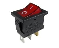 KCD1-102N-1, 3pin, 6A,250V; ON-OF; корпус чорний; клавіша червона,синя; з підсвічуванням, перемикач Daier