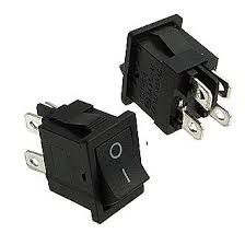 KCD1-104, 4pin, 6A,250V; ON-OF; корпус чорний; клавіша чорна; перемикач Daier