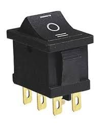 KCD1-203-1 (MRS-203), 6pin, 6A, 250V, ON-OF-ON, корпус чорний, клавіша чорна, червона, перемикач Daier