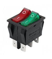 KCD2-2101N(IRS-2101) 6pin 15A,250V, ON-OF, клавіші зел/зел,син/зел,син/син; двоклавішний перемикач Daier