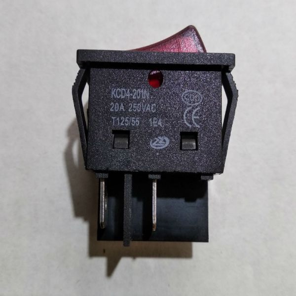 Перемикач клавішний KCD4-201N, червоний, 20A, 4pin
