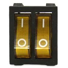 KCD8-212N(IRS-2101) 6pin 10A,250V, ON-OF ,клавіші зел/зел,жовт/жовт; двоклавішний перемикач Daier