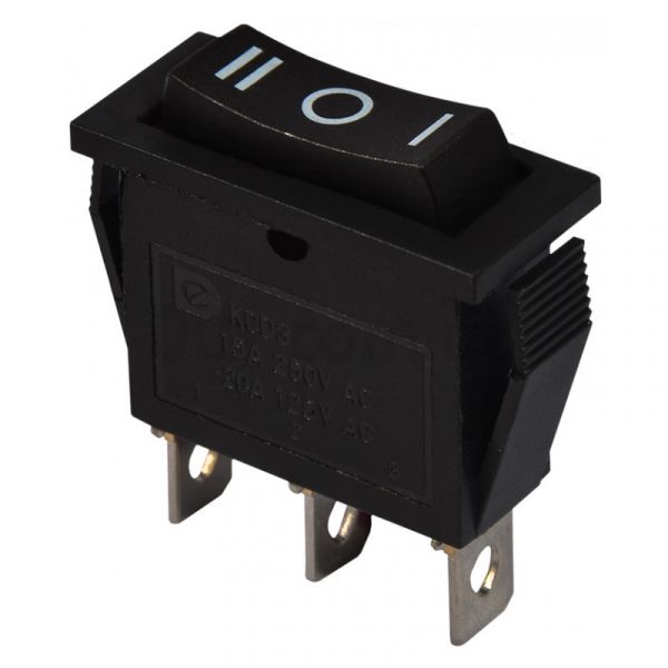 KCD3-103(RS-103-1) 3pin 15A,250V ON-OF-ON чорний корпус,клавіша чорна,червона перемикач Daier