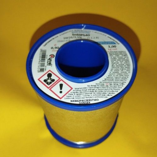 Припій CYNEL (Польща) Solder wire S-Sn60Pb40, flux SW26/3/2,5%  0,9мм 1кг