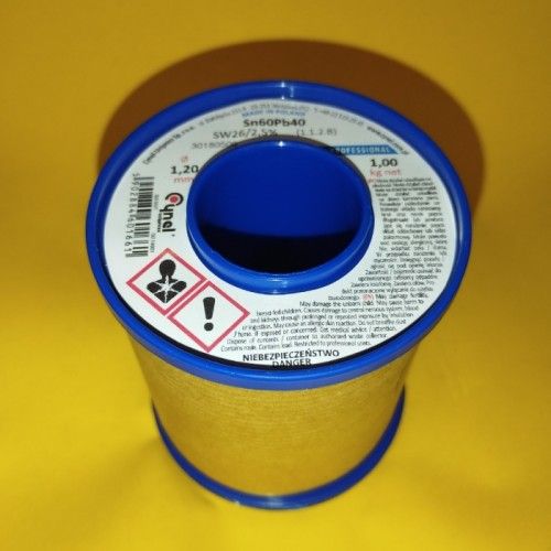 Припій CYNEL (Польща) Solder wire S-Sn60Pb40, flux SW26/3/2,5%  1,2мм 1кг