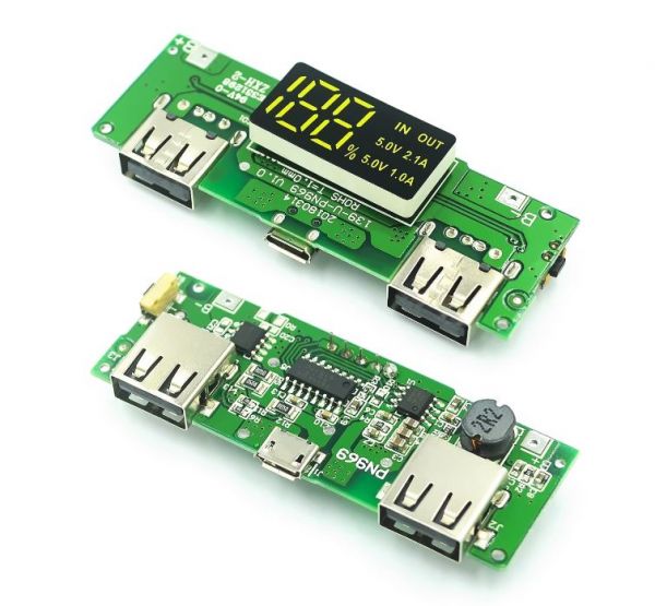 Плата контроллер H969-U V1.0 для powerbank с led дисплеем, USB, 5В, 2А
