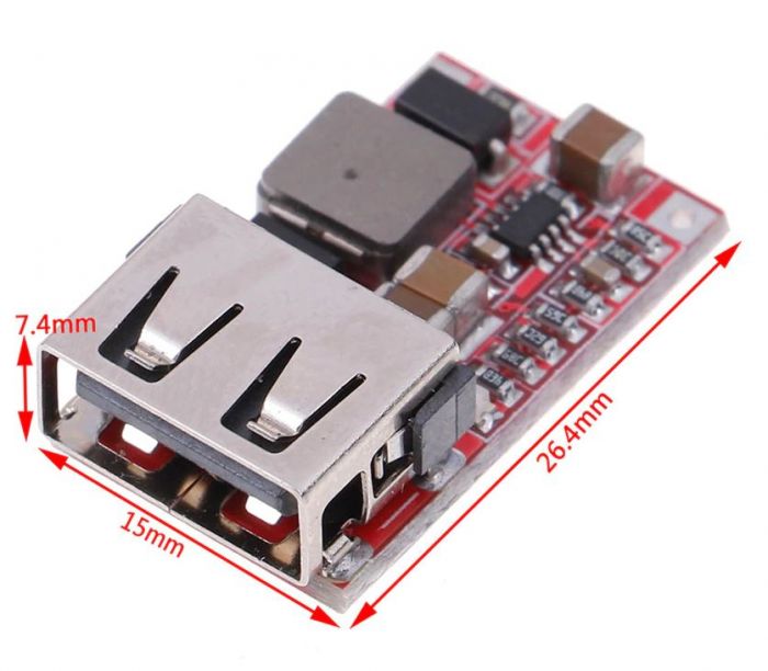 Знижувальний перетворювач DC-DC Uin 6-24V на 5V/3A USB виходом