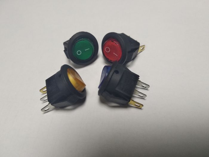 KCD5-101N (3pin) 3A,250V ON-OFF червоний,синій,зелений,жовтий перемикач Daier