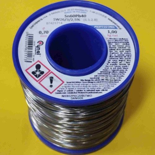 Припой CYNEL (Польша) Solder wire S-Sn60Pb40, flux SW26/3/2,5%  0,7мм 1кг