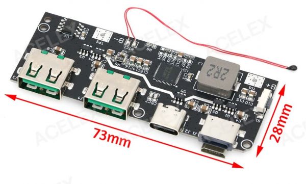 Плата контролер для PowerBank, Dual USB, Micro/Type-C USB 5V 4.5A 22.5W 
