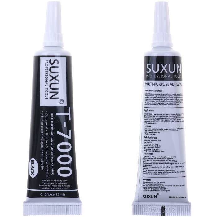 Клей силіконовий T-7000 15ml з дозатором чорний SUXUN