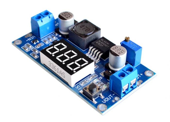 Підвищуючий перетворювач XL6009-LED регульований з вольтметром Uin: 3...32V, Uout: 5...35V